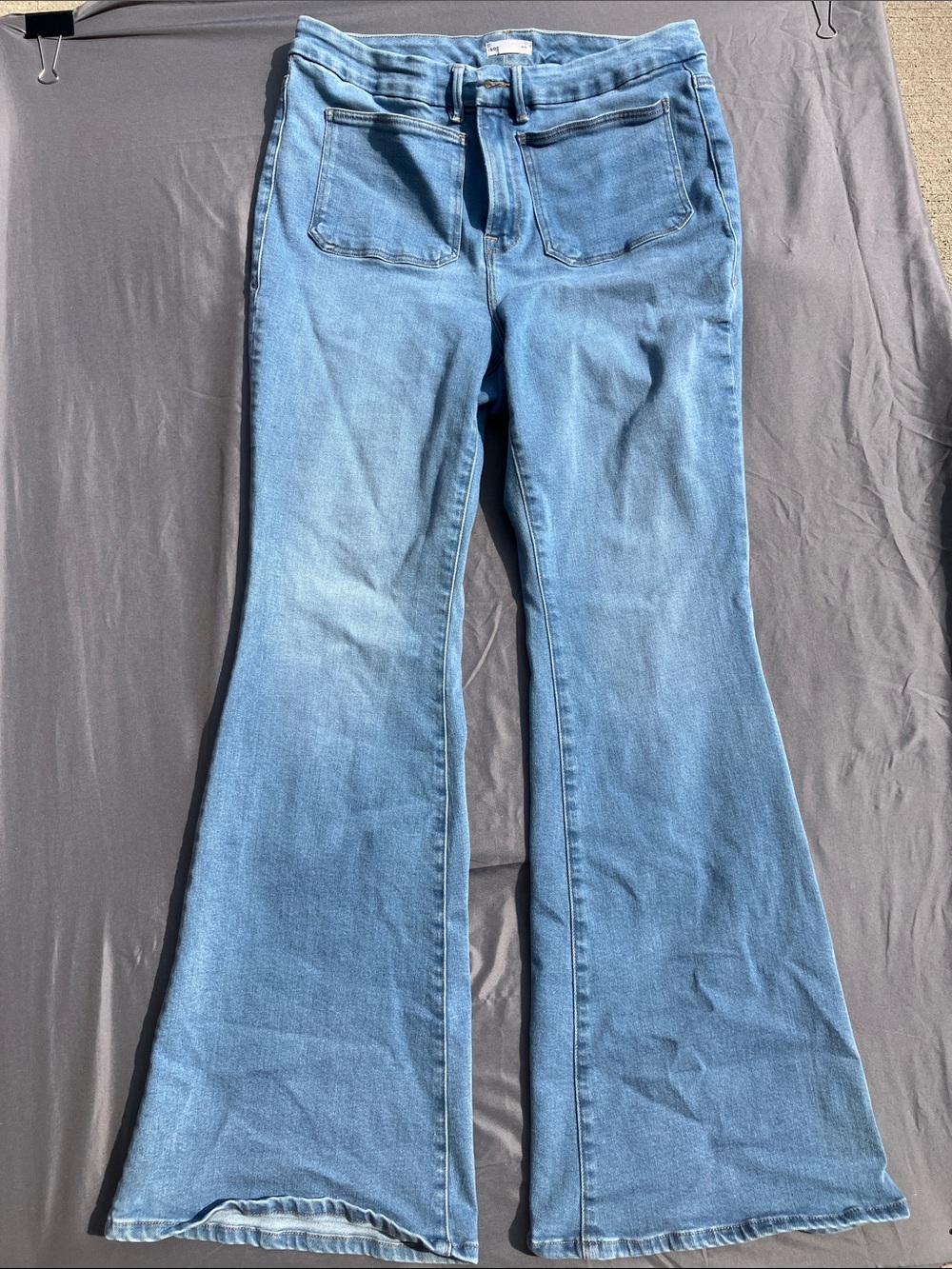 Good American Light Blue Flare Jeans